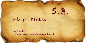Sápi Mietta névjegykártya